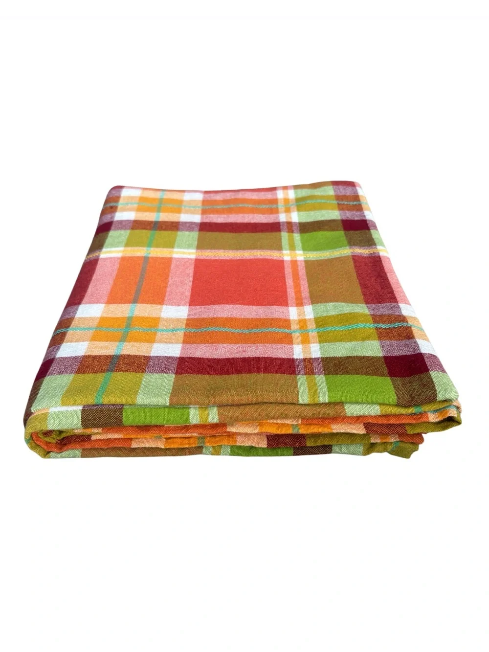 Autumn Tablecloth Fall Plaid Traditional Farmhouse Boho Cottage Tan 110” x 85”
